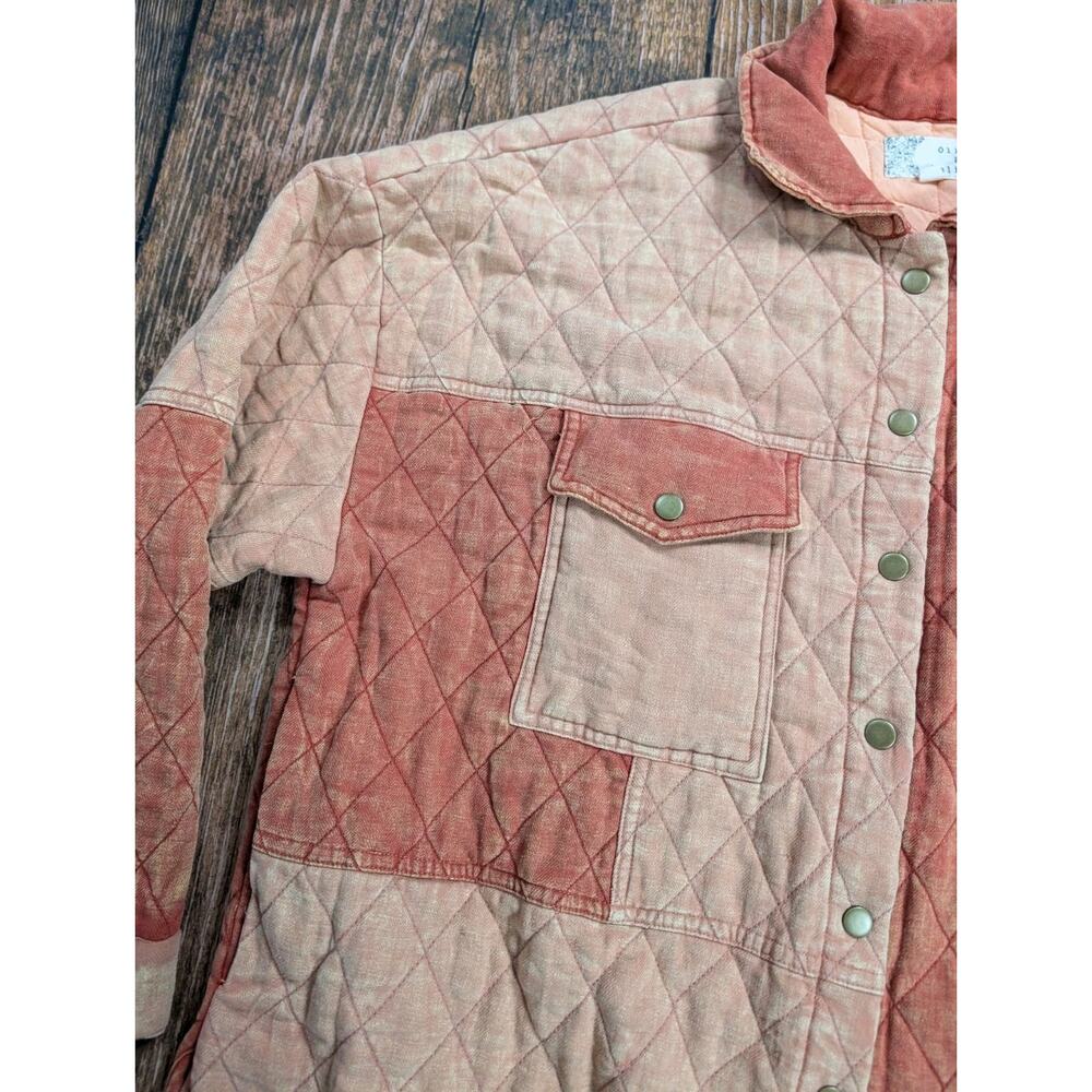 Oli & Hali Women's Patchwork Color Block Snap Jacket Pink Size Small Quilted - Picture 4 of 15